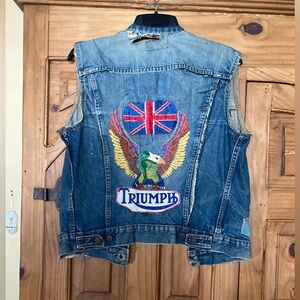 1970’s Levi Jacket Vest with Original Eagle Embroidery and Triumph Patch Vintage